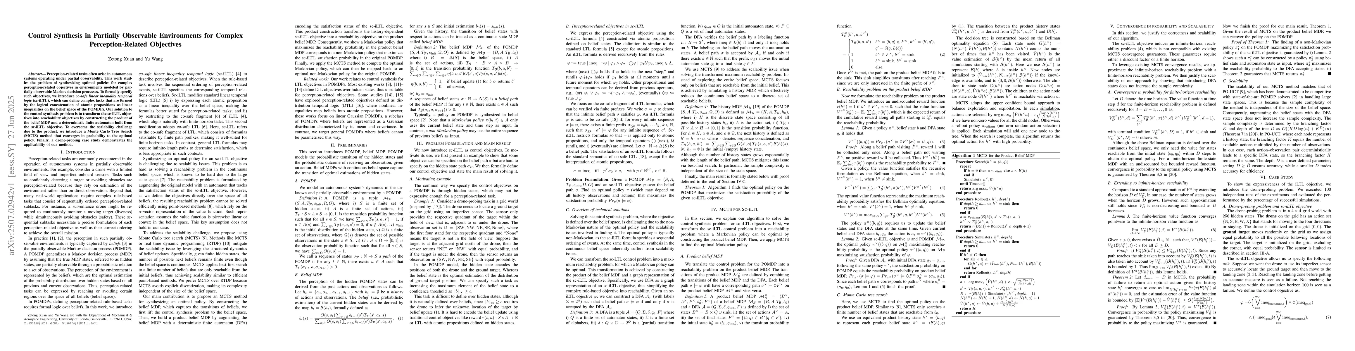 Thumbnail for Control Synthesis in Partially Observable Environments for Complex
  Perception-Related Objectives