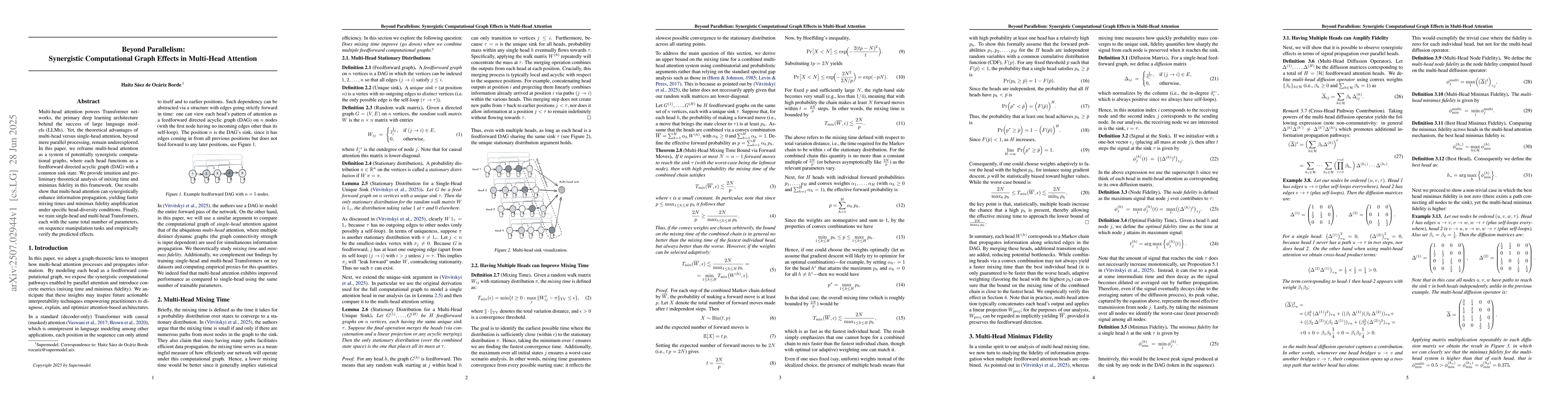 Thumbnail for Beyond Parallelism: Synergistic Computational Graph Effects in
  Multi-Head Attention