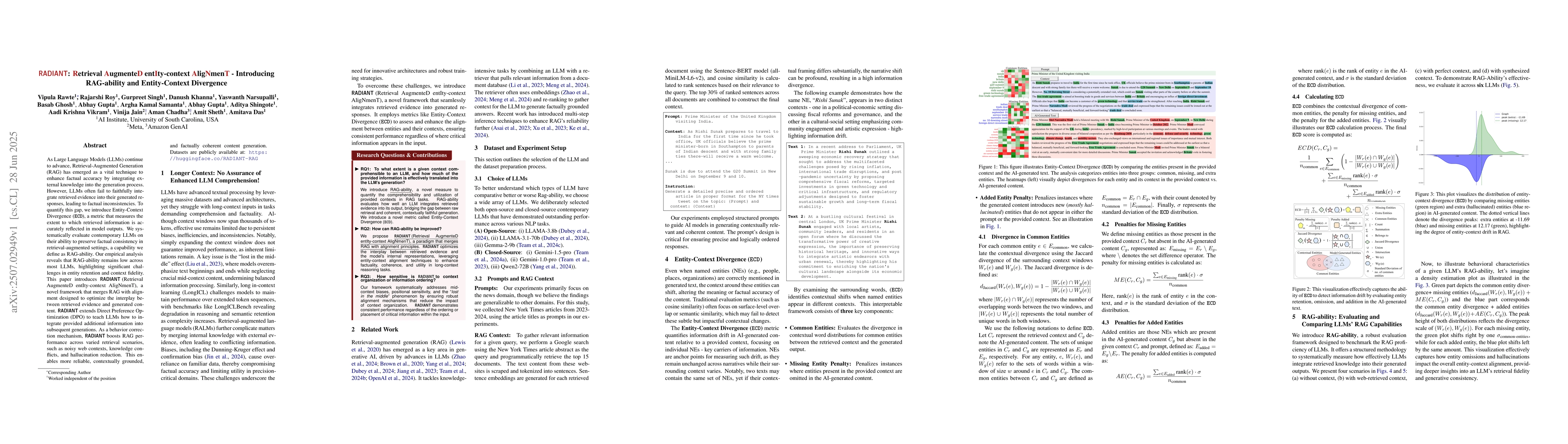 Thumbnail for RADIANT: Retrieval AugmenteD entIty-context AligNmenT -- Introducing
  RAG-ability and Entity-Context Divergence