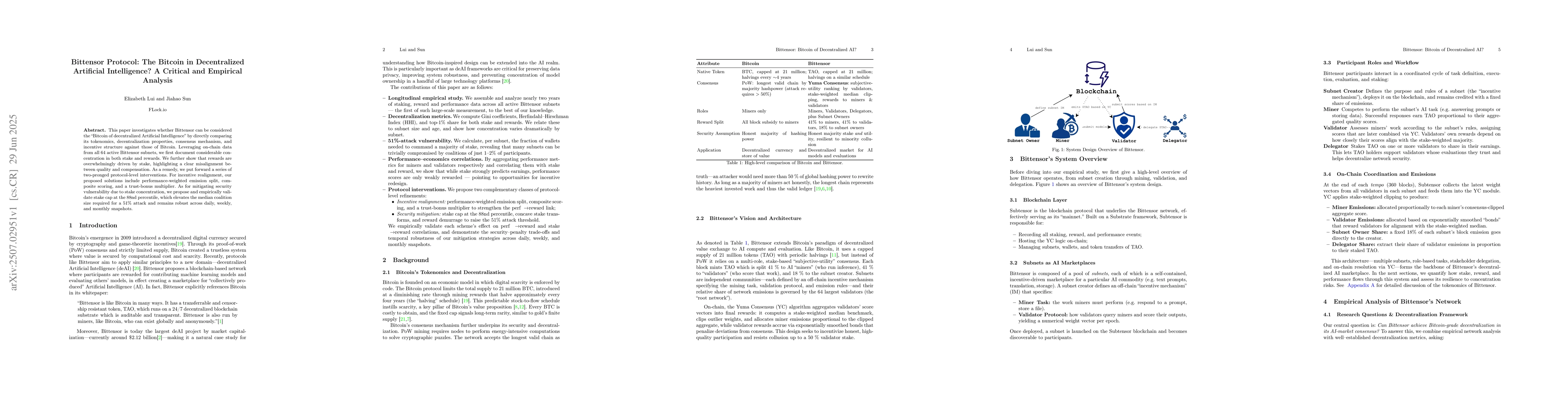 Thumbnail for Bittensor Protocol: The Bitcoin in Decentralized Artificial
  Intelligence? A Critical and Empirical Analysis
