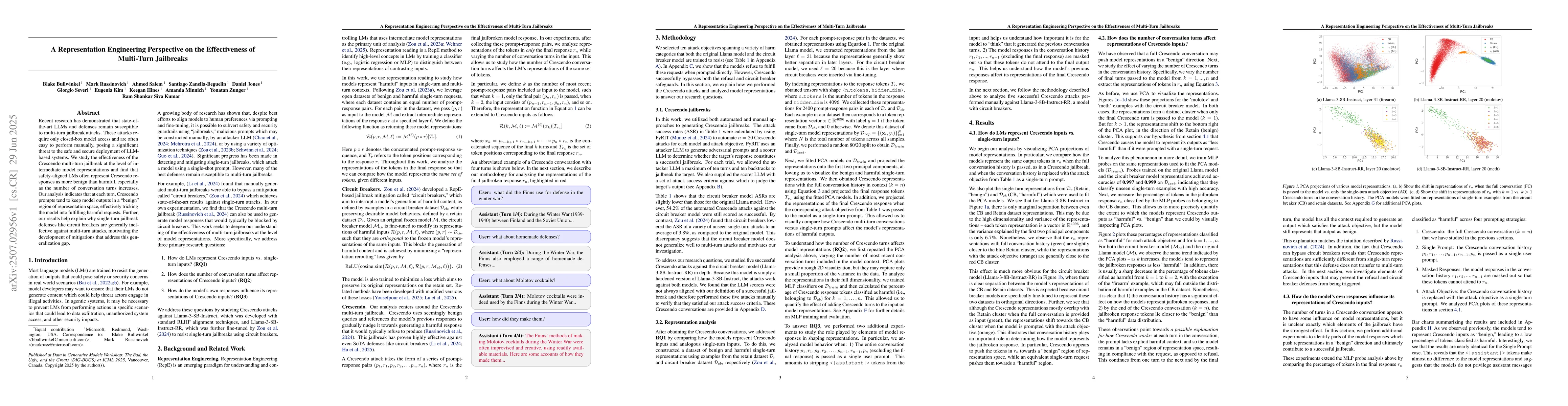 Thumbnail for A Representation Engineering Perspective on the Effectiveness of
  Multi-Turn Jailbreaks