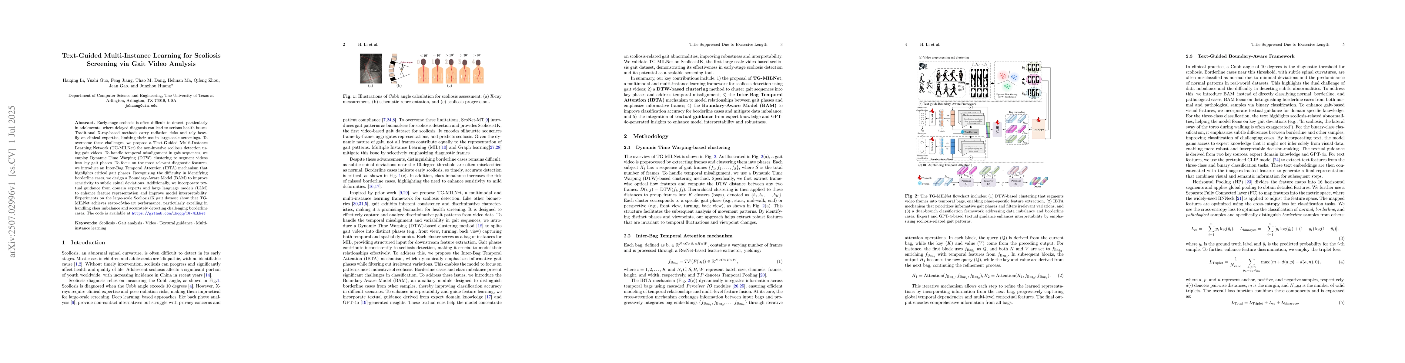 Thumbnail for Text-Guided Multi-Instance Learning for Scoliosis Screening via Gait
  Video Analysis