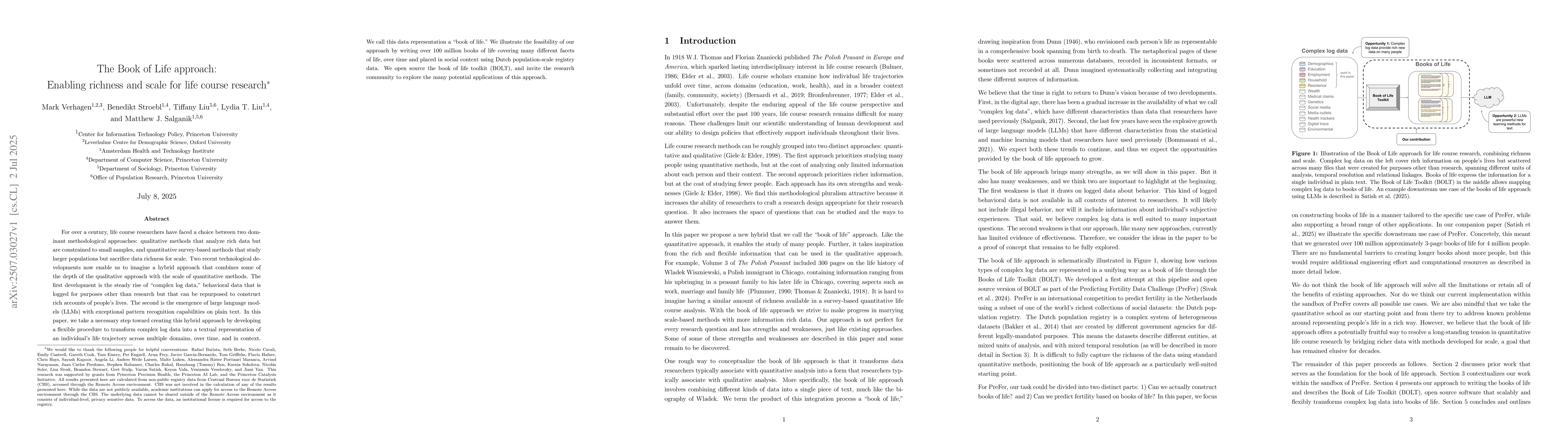 Thumbnail for The Book of Life approach: Enabling richness and scale for life course
  research