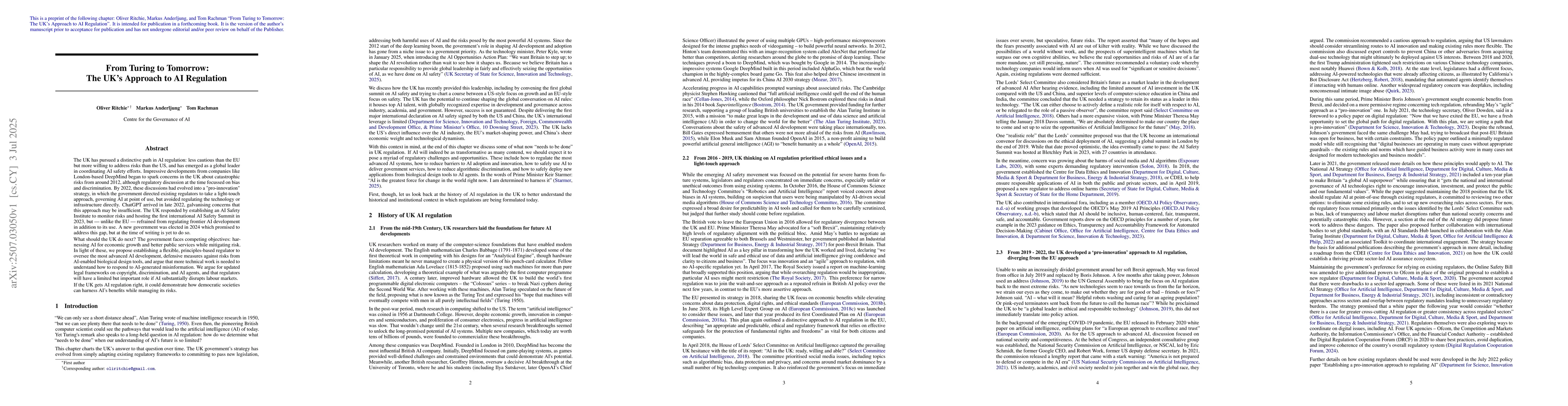Thumbnail for From Turing to Tomorrow: The UK's Approach to AI Regulation