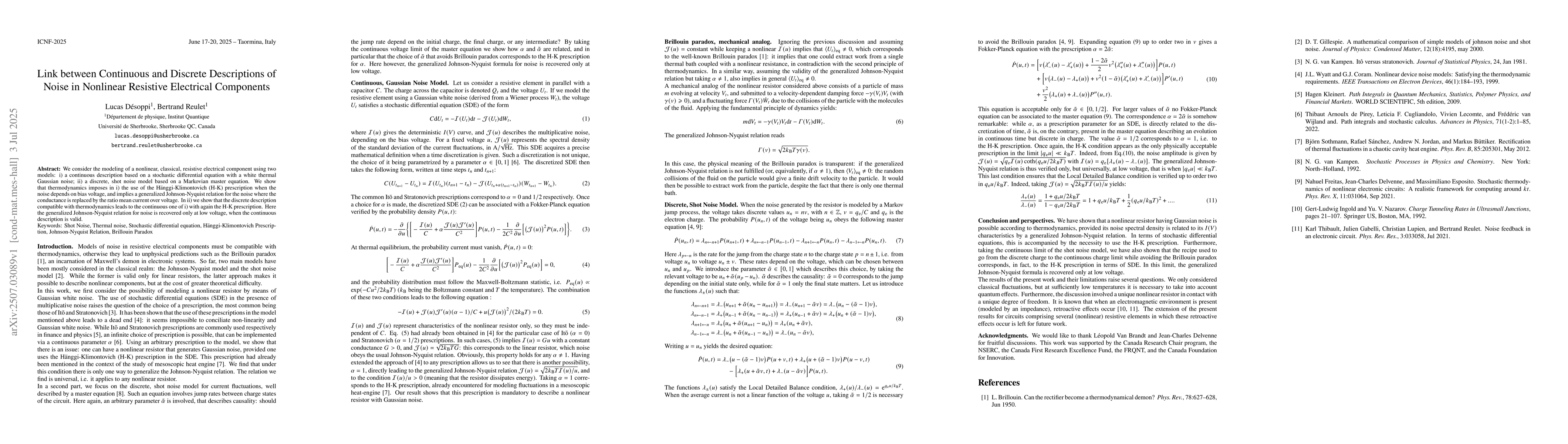 Thumbnail for Link between Continuous and Discrete Descriptions of Noise in Nonlinear
  Resistive Electrical Components
