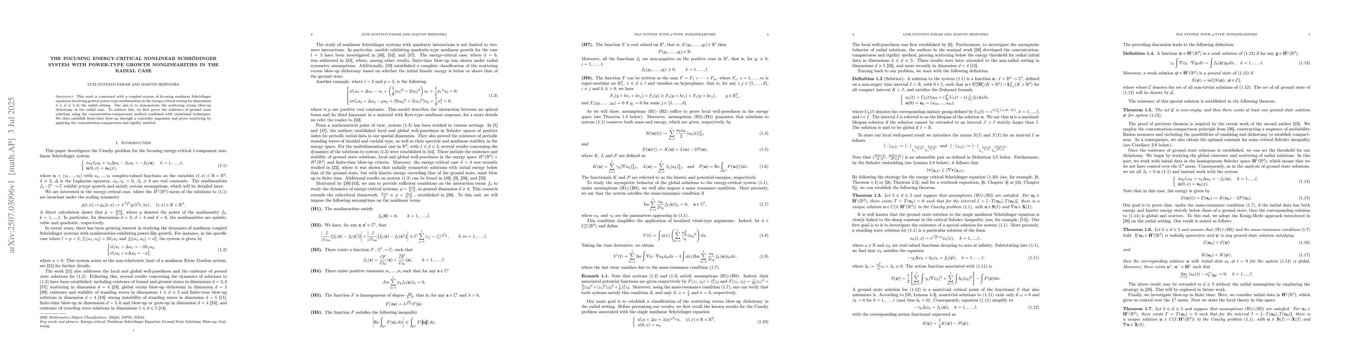 Thumbnail for The focusing energy-critical nonlinear Schrödinger system with
  power-type growth nonlinearities in the radial case