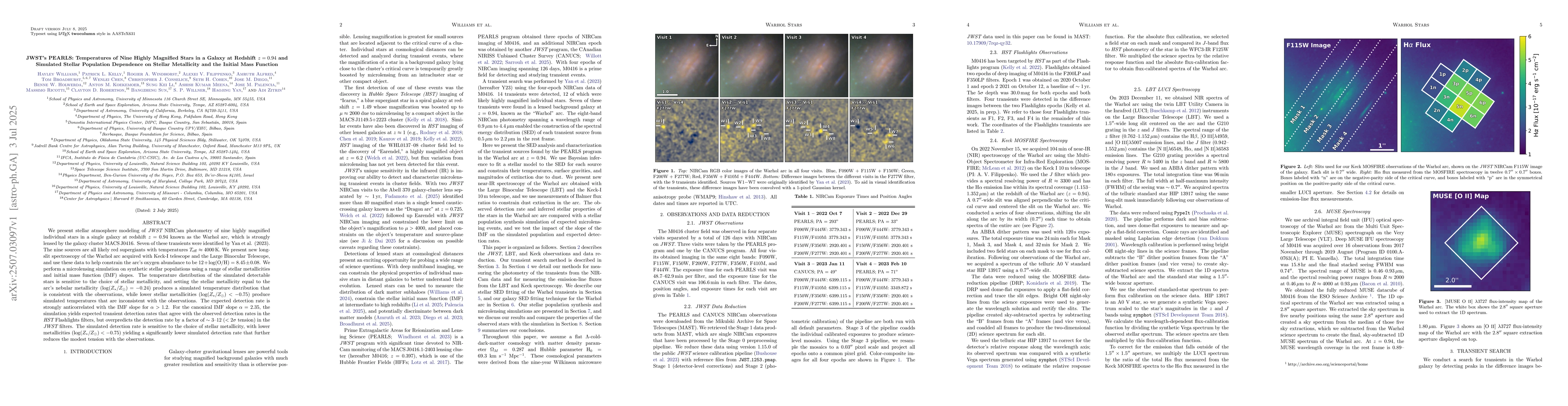 Thumbnail for JWST's PEARLS: Temperatures of Nine Highly Magnified Stars in a Galaxy
  at Redshift z = 0.94 and Simulated Stellar Population Dependence on Stellar
  Metallicity and the Initial Mass Function