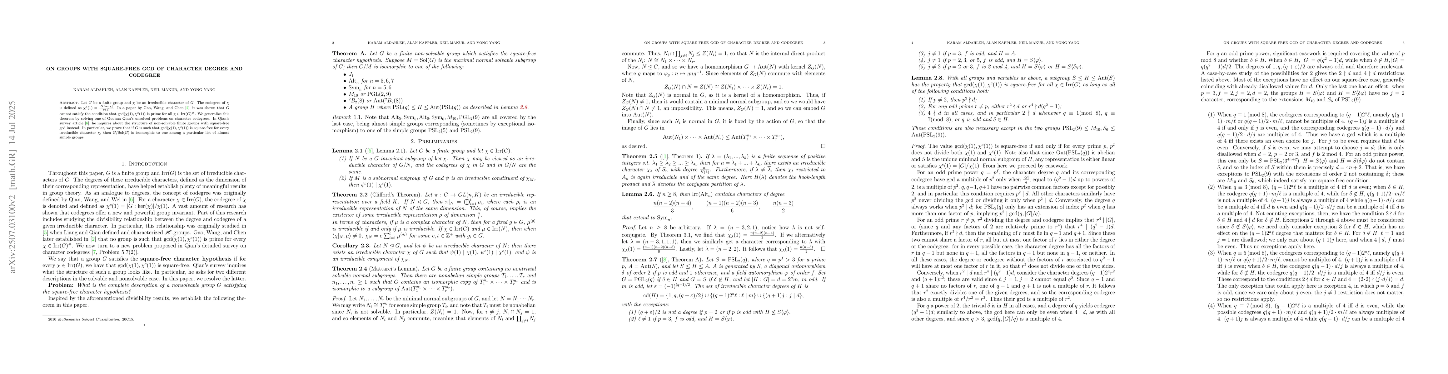 Thumbnail for On groups with square-free gcd of character degree and codegree