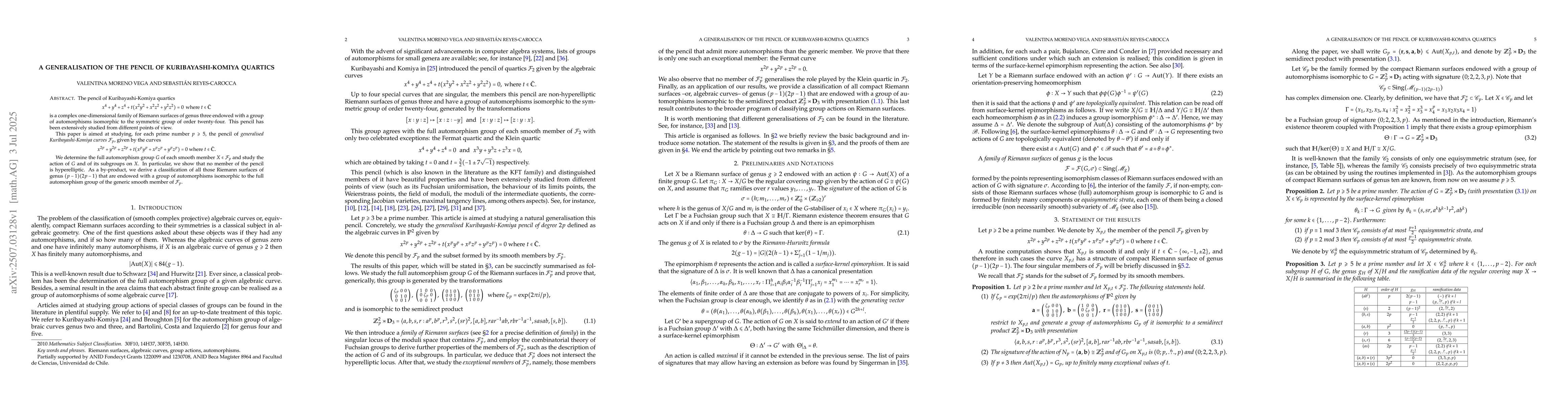 Thumbnail for A generalisation of the pencil of Kuribayashi-Komiya quartics