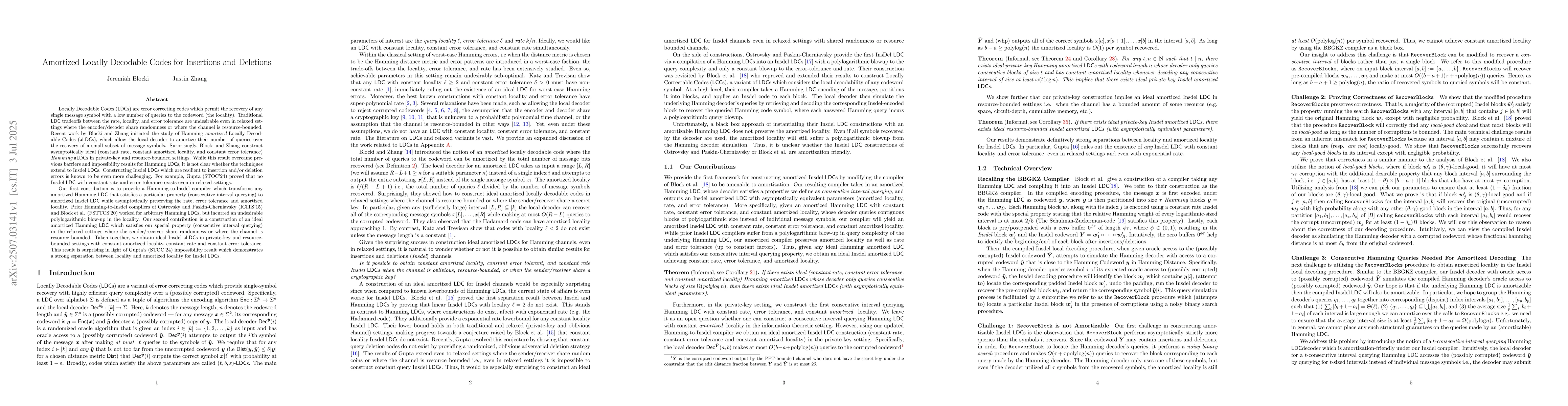 Thumbnail for Amortized Locally Decodable Codes for Insertions and Deletions