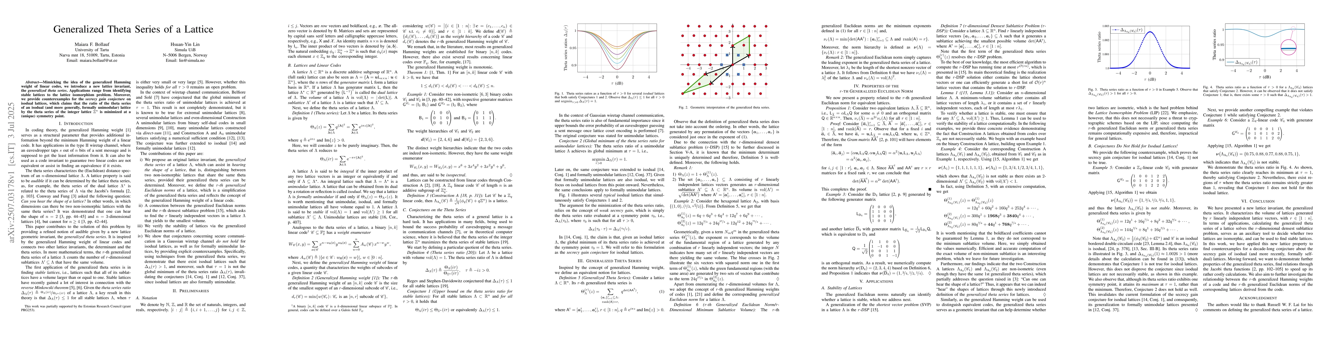 Thumbnail for Generalized Theta Series of a Lattice