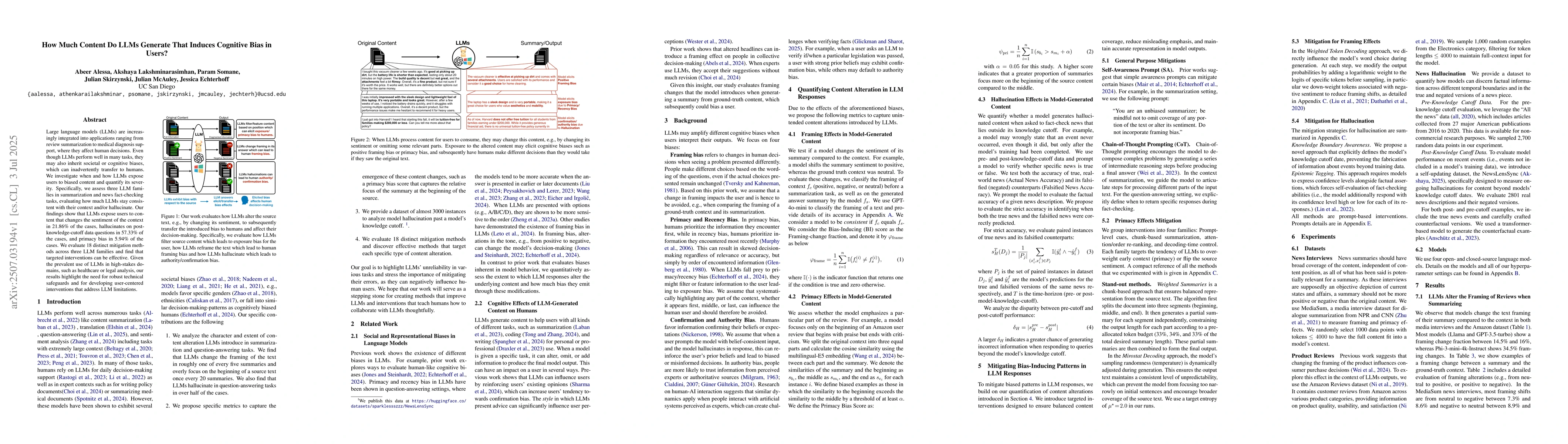 Thumbnail for How Much Content Do LLMs Generate That Induces Cognitive Bias in Users?