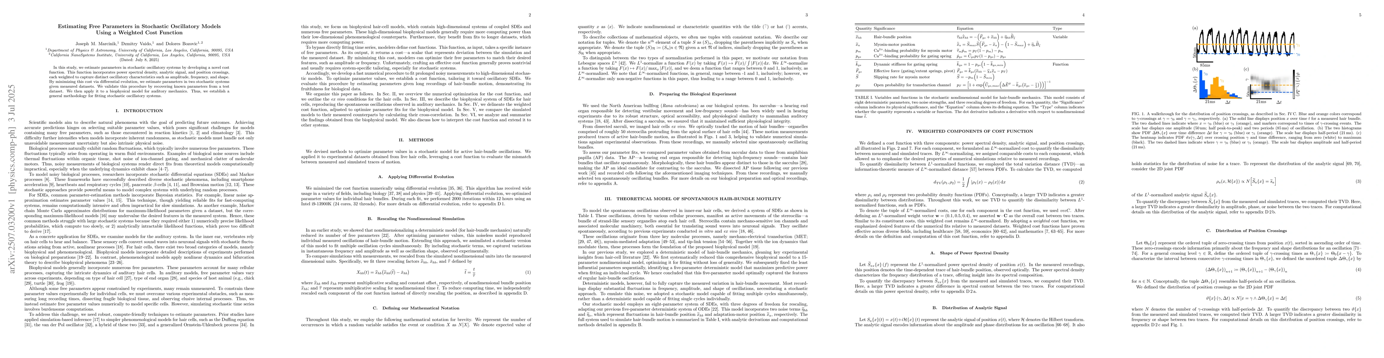 Thumbnail for Estimating Free Parameters in Stochastic Oscillatory Models Using a
  Weighted Cost Function