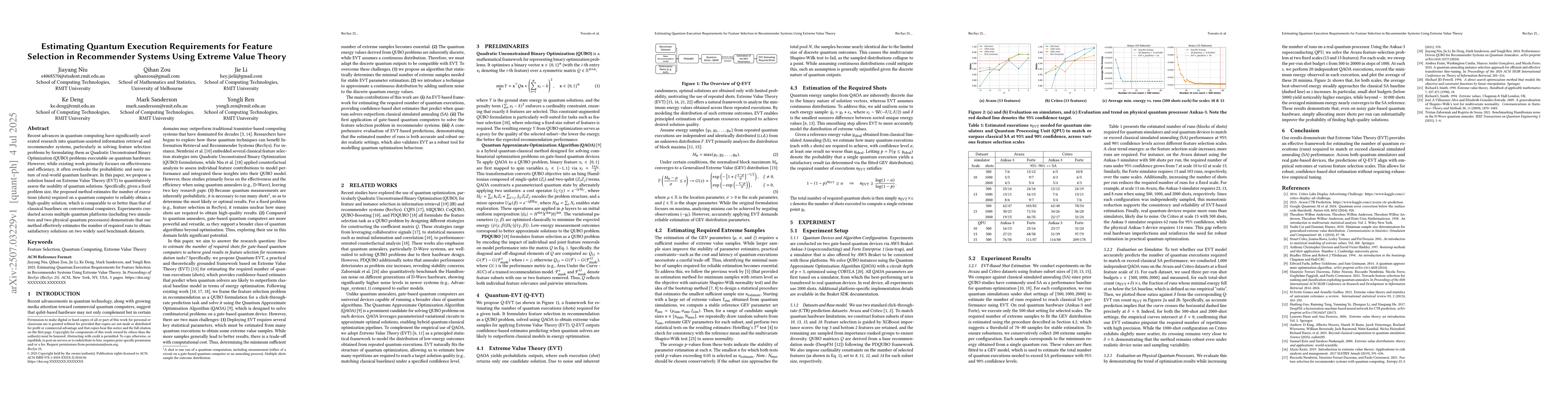Thumbnail for Estimating Quantum Execution Requirements for Feature Selection in
  Recommender Systems Using Extreme Value Theory