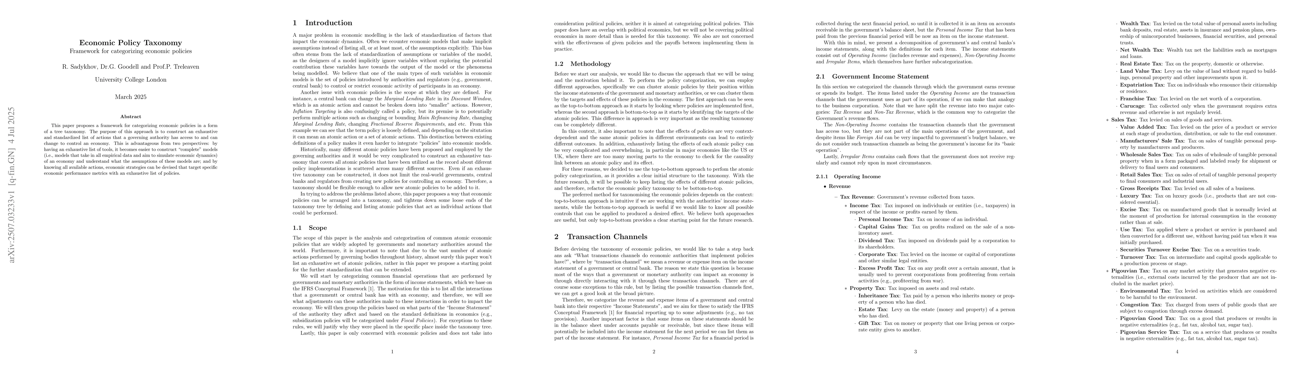 Thumbnail for Economic Policy Taxonomy