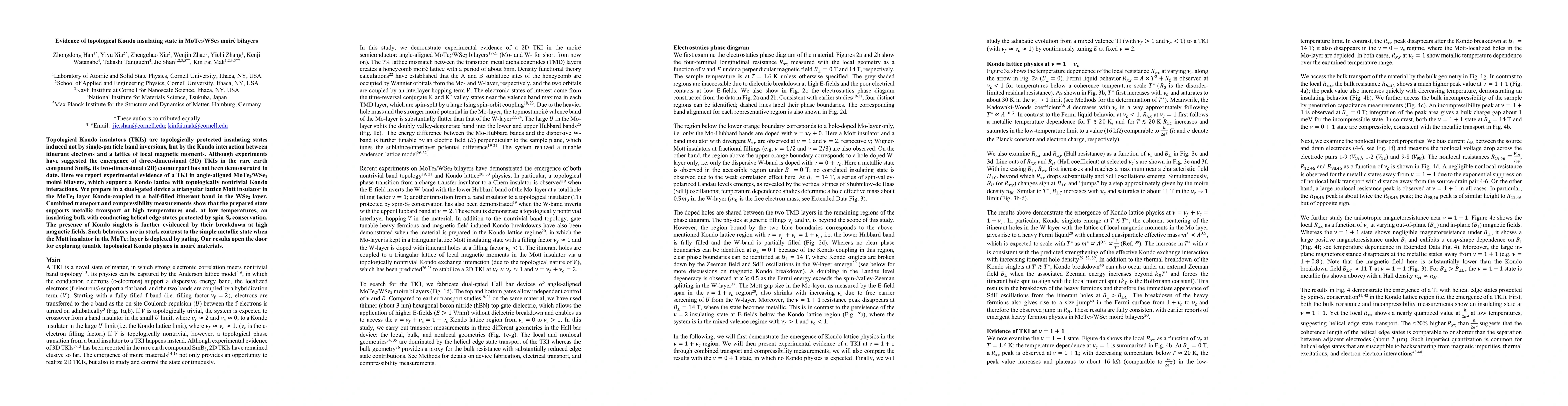 Thumbnail for Evidence of topological Kondo insulating state in MoTe2/WSe2 moiré
  bilayers
