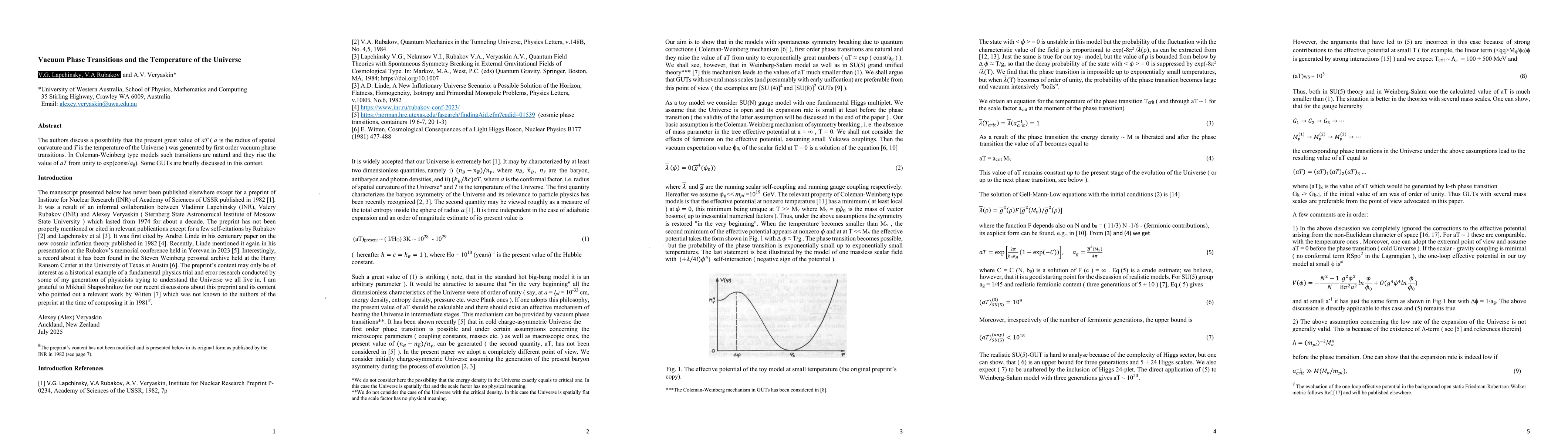 Thumbnail for Vacuum Phase Transitions and the Temperature of the Universe