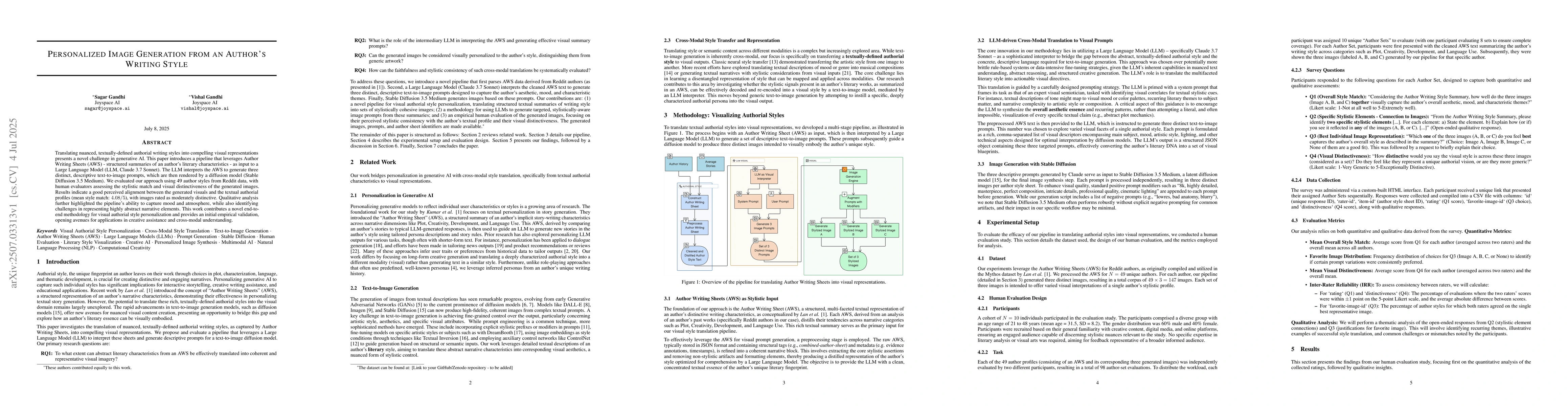 Thumbnail for Personalized Image Generation from an Author Writing Style