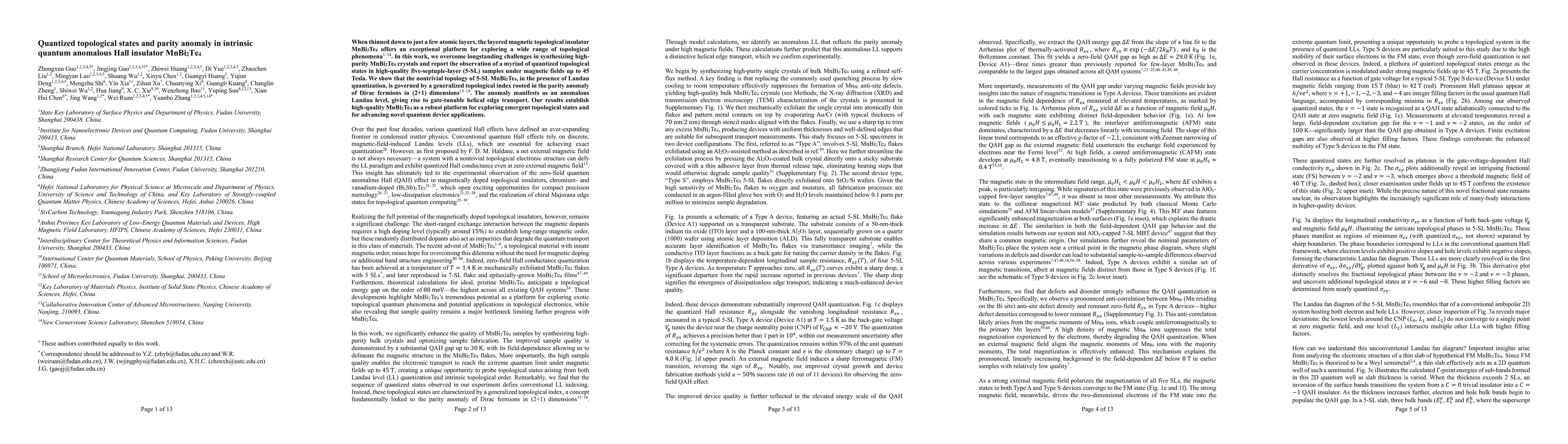 Thumbnail for Quantized Topological States and Parity Anomaly in Intrinsic Quantum
  Anomalous Hall Insulator MnBi2Te4