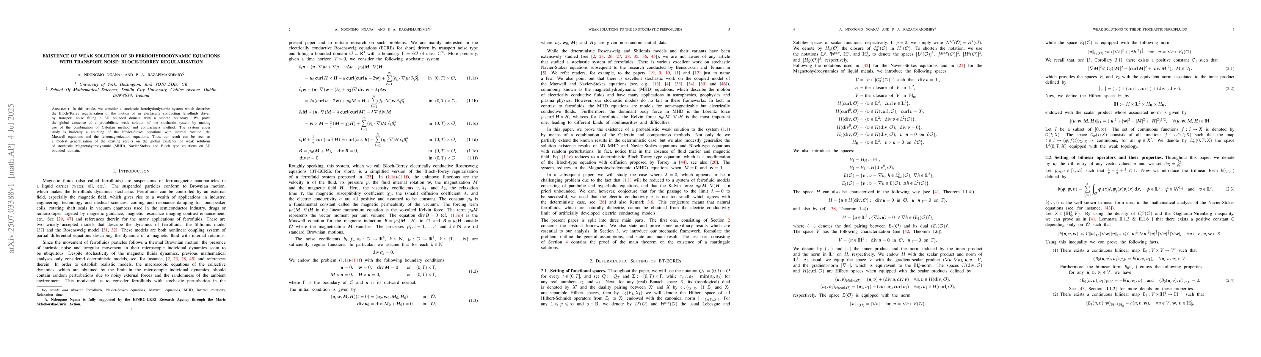 Thumbnail for Existence of weak solution of 3D ferrohydrodynamic equations with
  transport noise: Bloch-Torrey regularisation