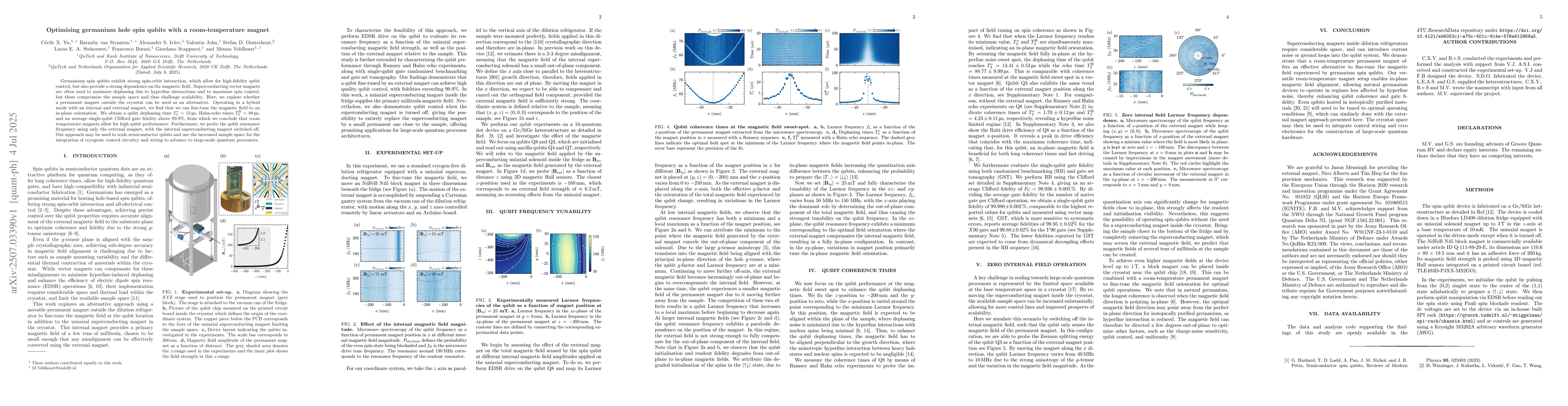 Thumbnail for Optimising germanium hole spin qubits with a room-temperature magnet