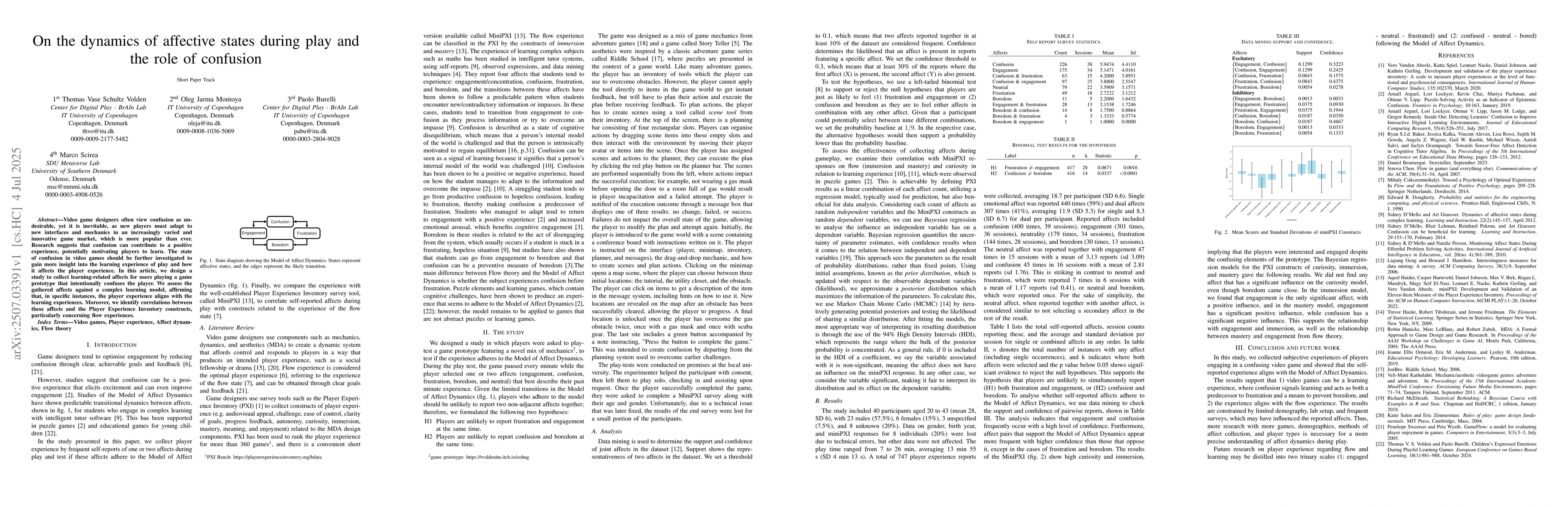 Thumbnail for On the dynamics of affective states during play and the role of
  confusion