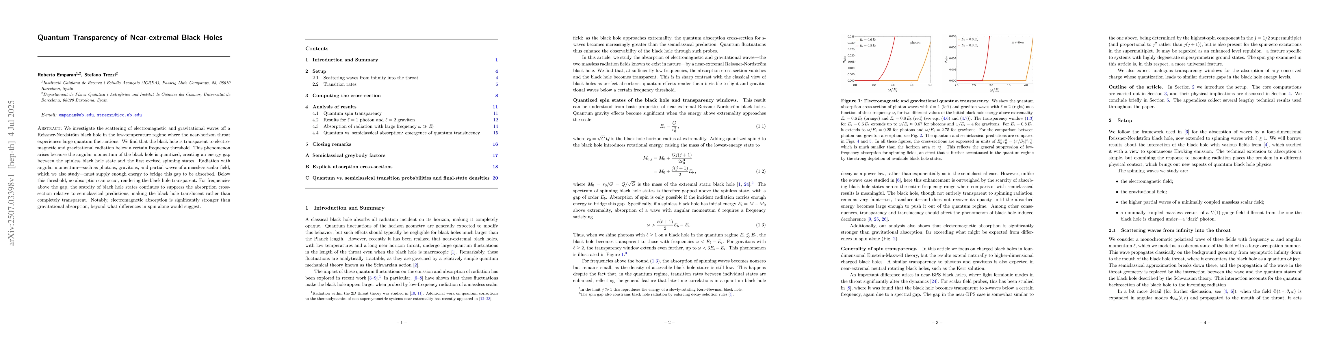 Thumbnail for Quantum Transparency of Near-extremal Black Holes