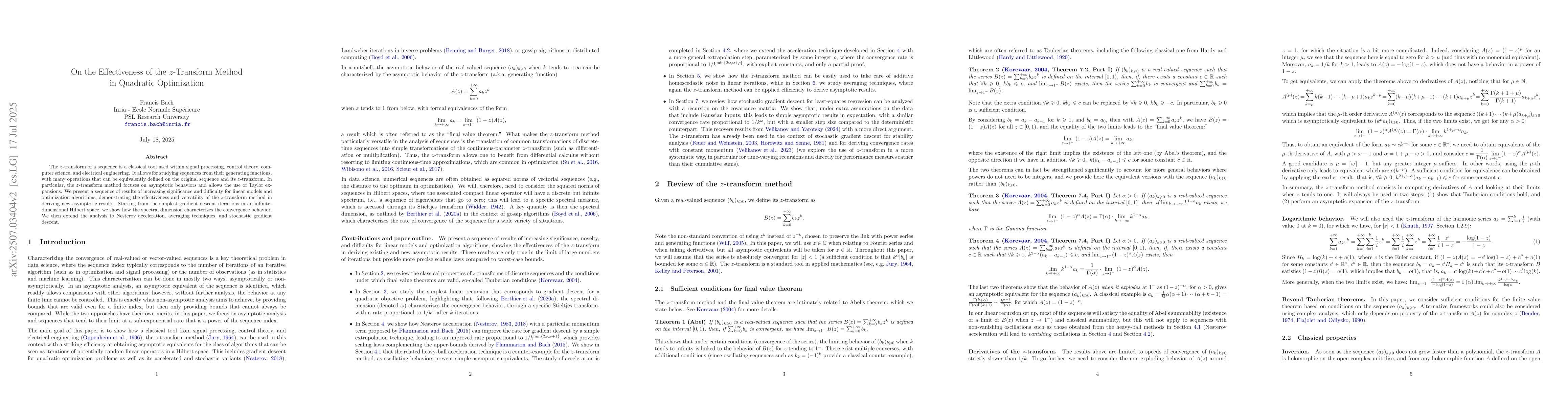 Thumbnail for On the Effectiveness of the z-Transform Method in Quadratic Optimization