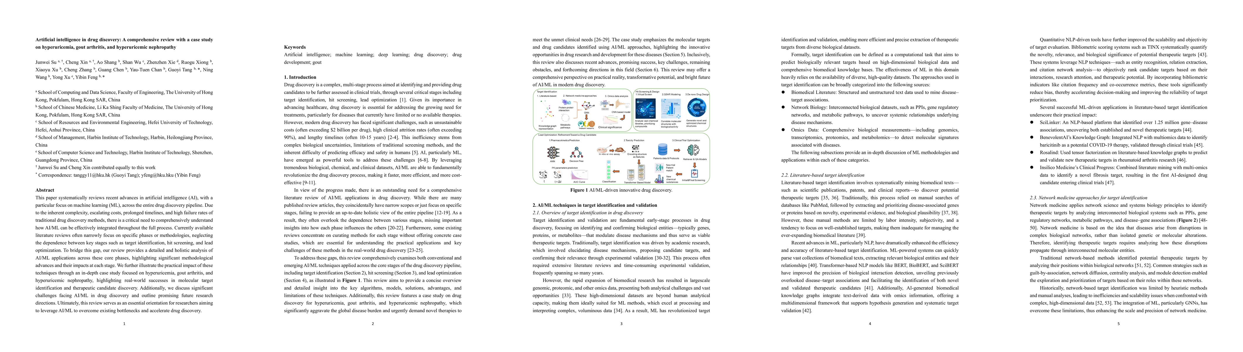 Thumbnail for Artificial intelligence in drug discovery: A comprehensive review with a
  case study on hyperuricemia, gout arthritis, and hyperuricemic nephropathy