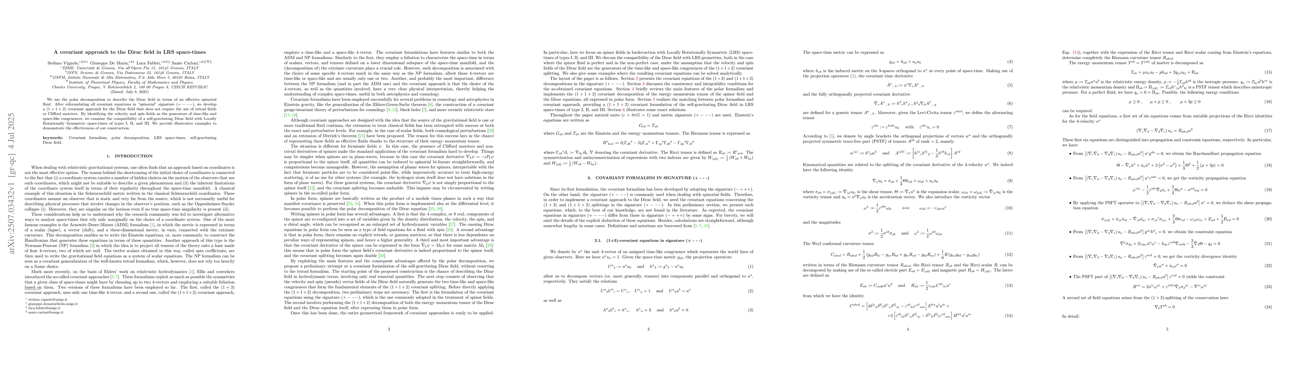 Thumbnail for A covariant approach to the Dirac field in LRS space-times