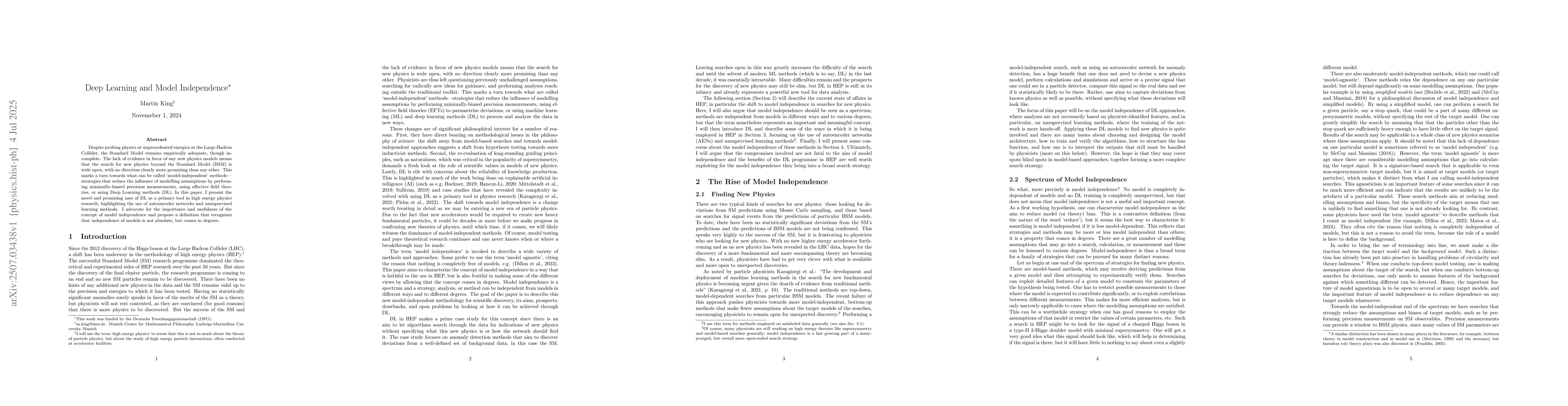 Thumbnail for Deep Learning and Model Independence