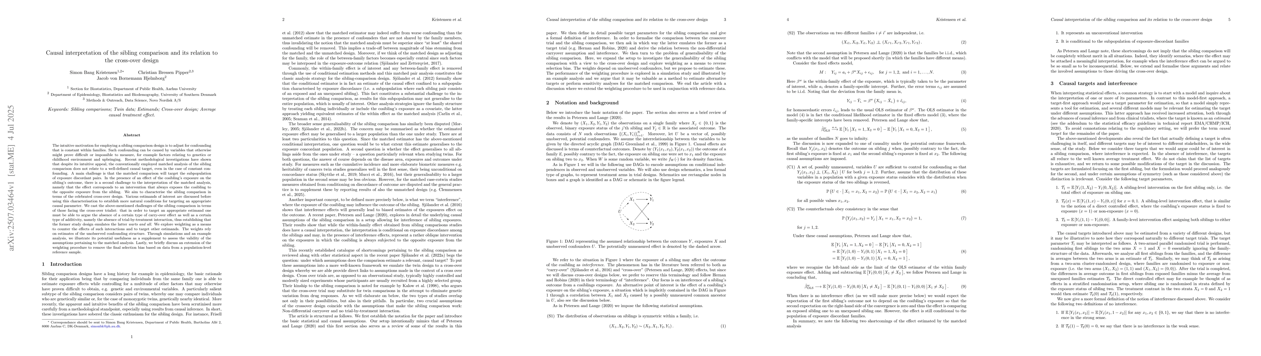 Thumbnail for Causal interpretation of the sibling comparison and its relation to the
  cross-over design