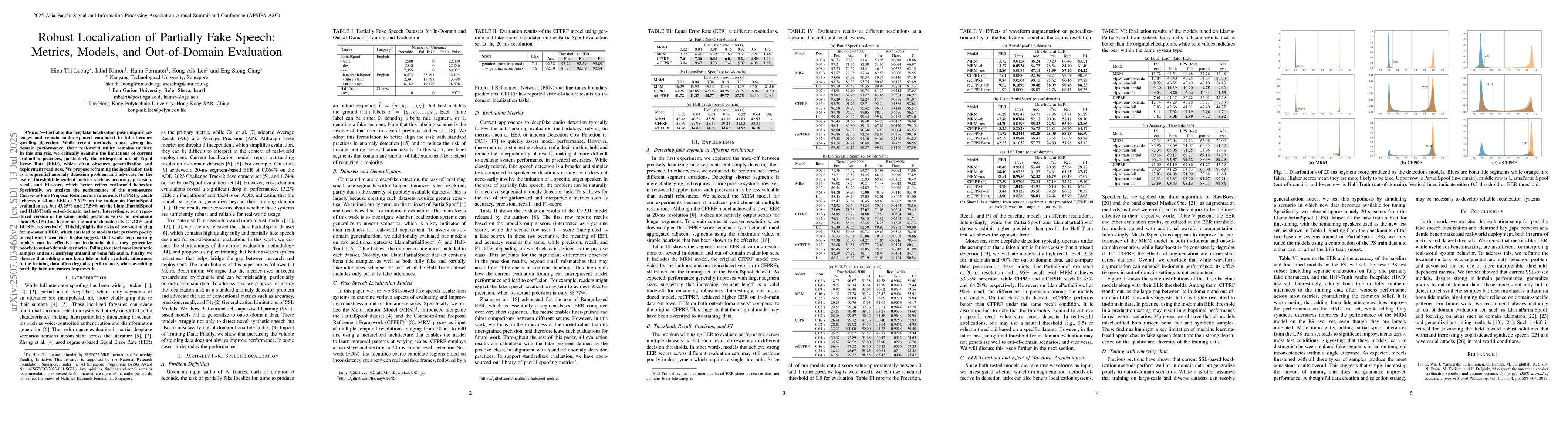 Thumbnail for Robust Localization of Partially Fake Speech: Metrics, Models, and
  Out-of-Domain Evaluation