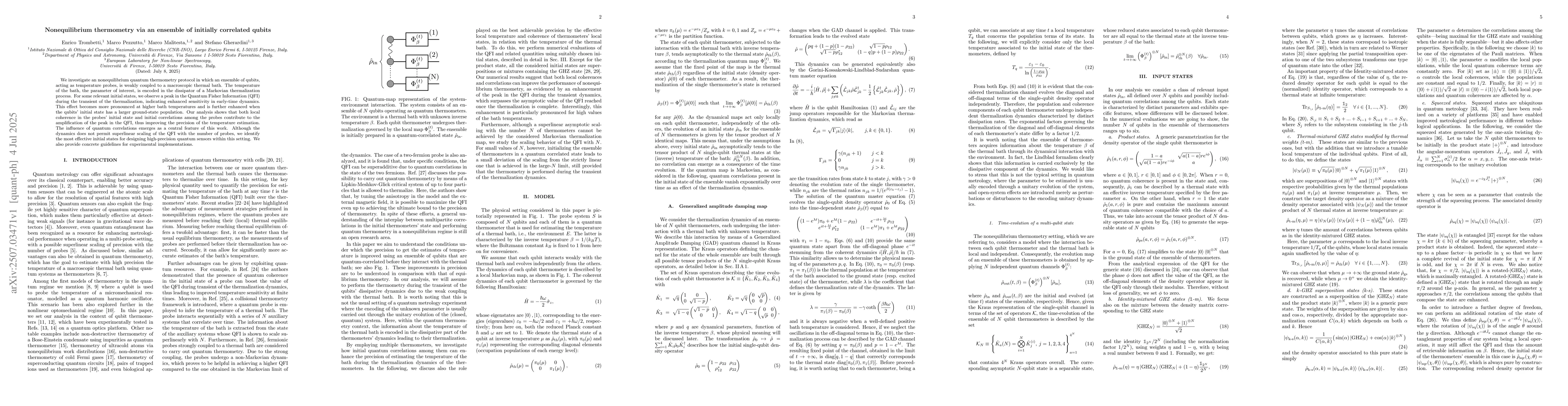 Thumbnail for Nonequilibrium thermometry via an ensemble of initially correlated
  qubits