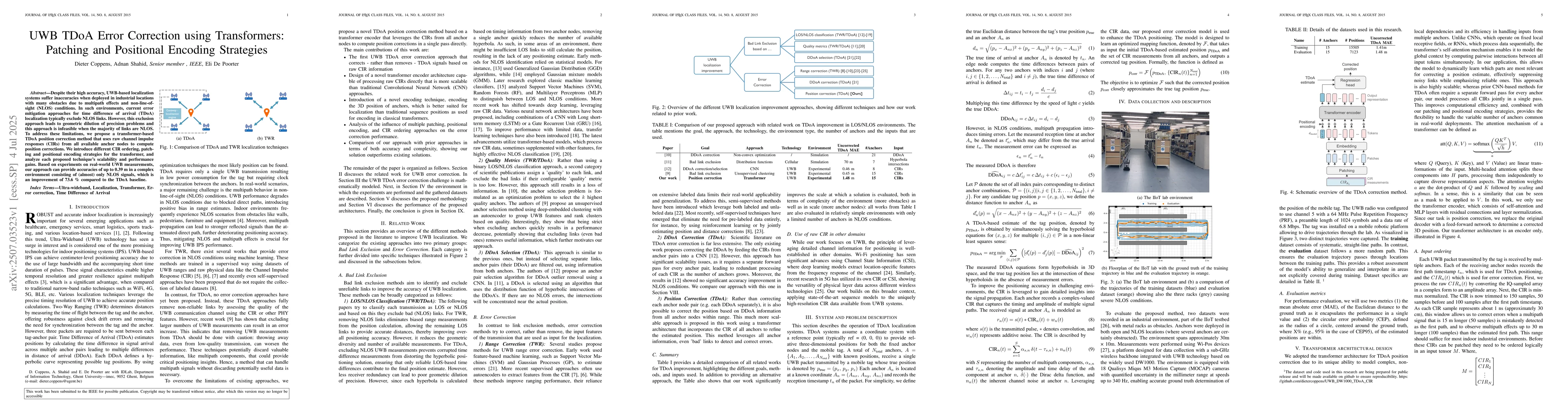 Thumbnail for UWB TDoA Error Correction using Transformers: Patching and Positional
  Encoding Strategies