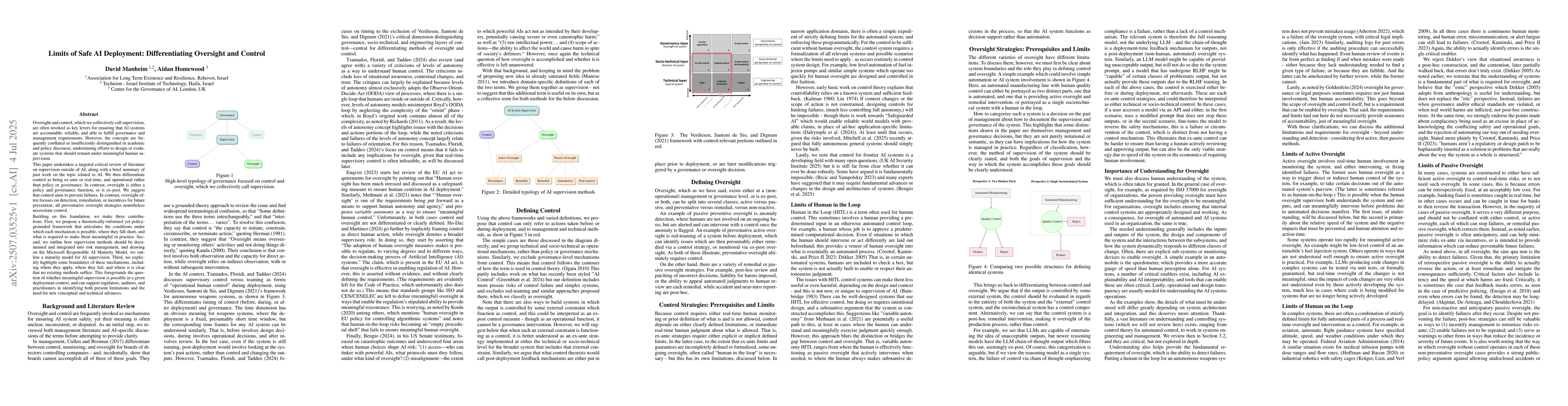 Thumbnail for Limits of Safe AI Deployment: Differentiating Oversight and Control