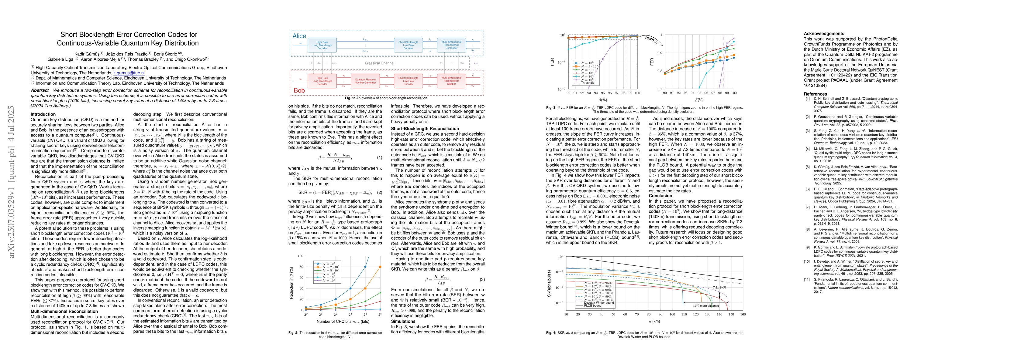 Thumbnail for Short Blocklength Error Correction Codes for Continuous-Variable Quantum
  Key Distribution