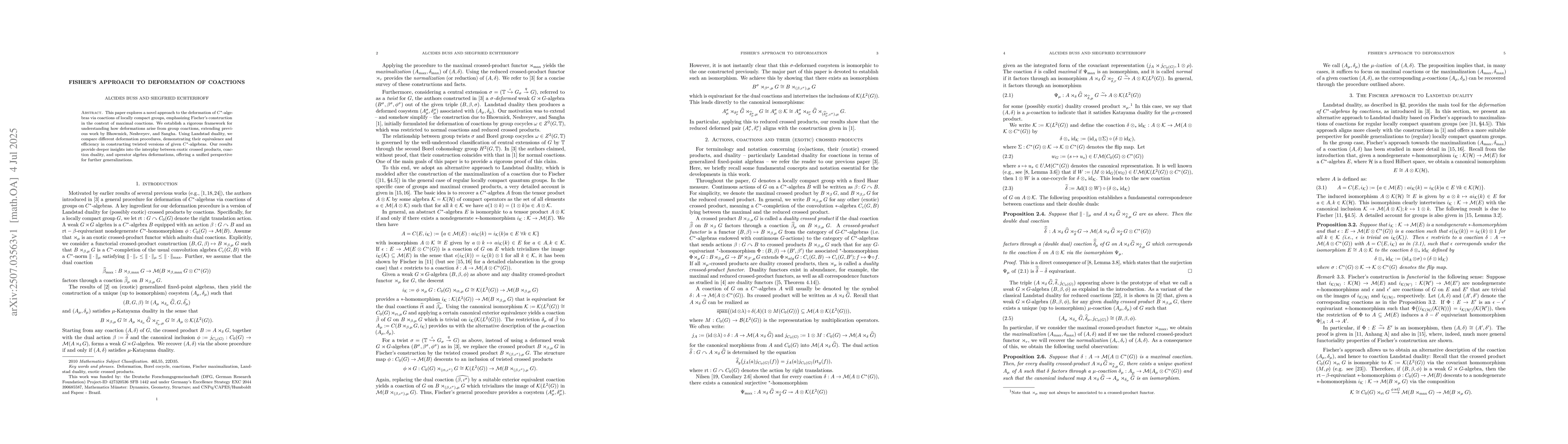 Thumbnail for Fisher's approach to deformation of coactions