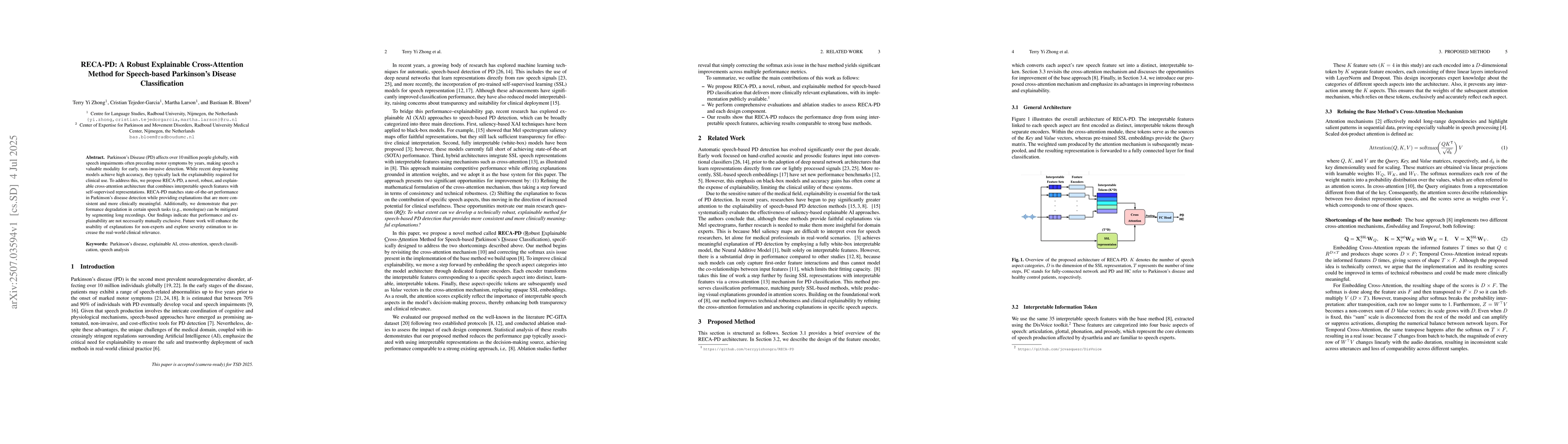 Thumbnail for RECA-PD: A Robust Explainable Cross-Attention Method for Speech-based
  Parkinson's Disease Classification