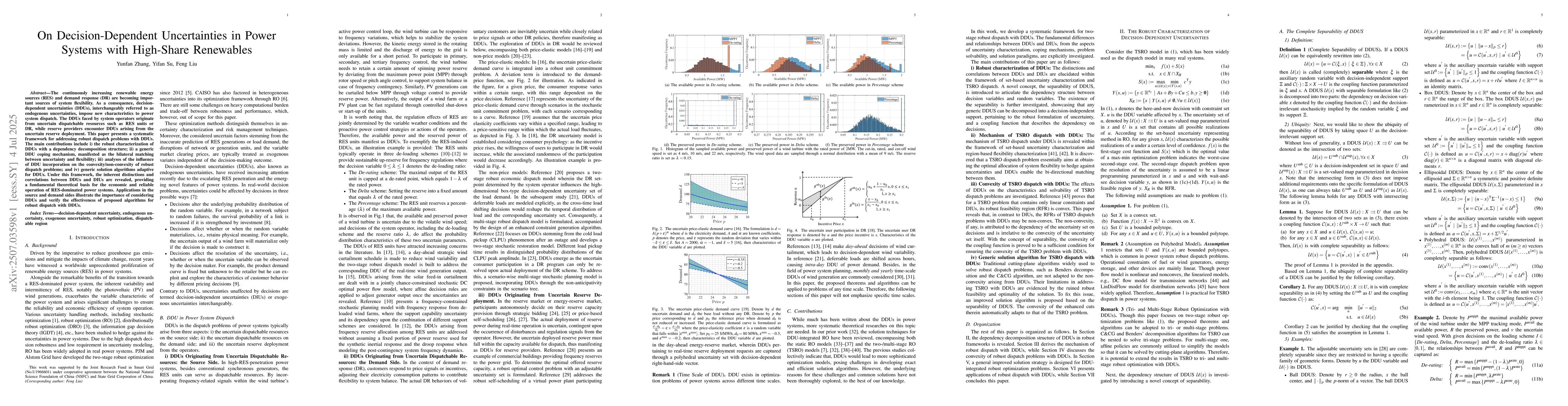 Thumbnail for On Decision-Dependent Uncertainties in Power Systems with High-Share
  Renewables
