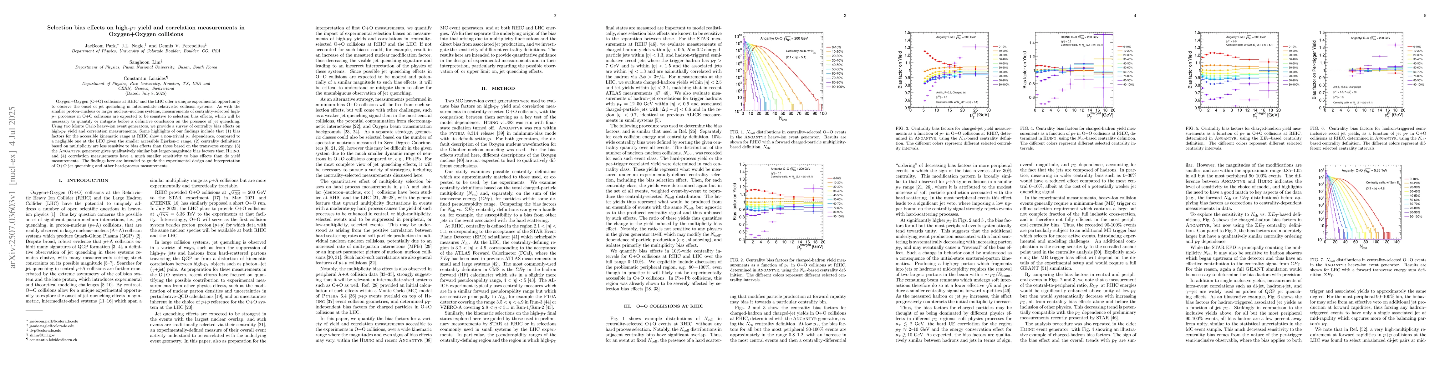 Thumbnail for Selection bias effects on high-$p_\mathrm{T}$ yield and correlation
  measurements in Oxygen+Oxygen collisions
