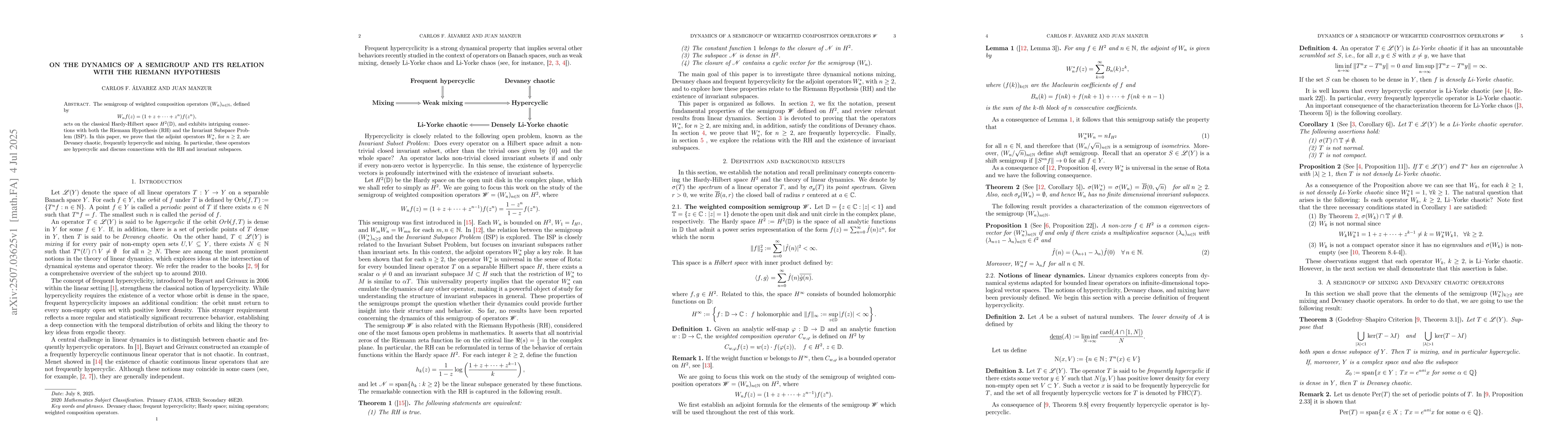 Thumbnail for On the dynamics of a semigroup and its relation with the Riemann
  Hypothesis