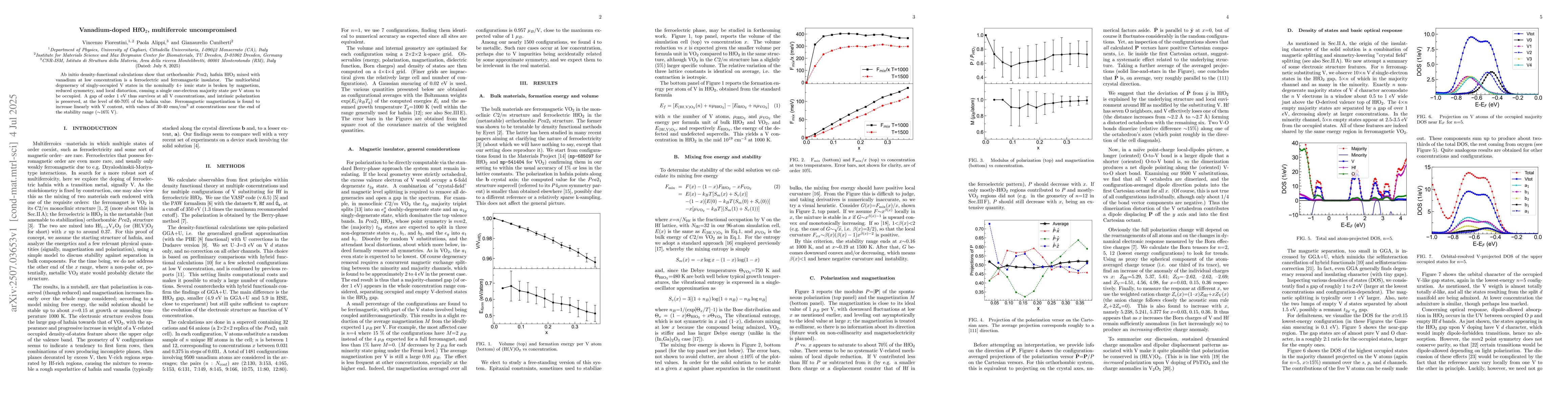 Thumbnail for Vanadium-doped HfO$_2$, multiferroic uncompromised