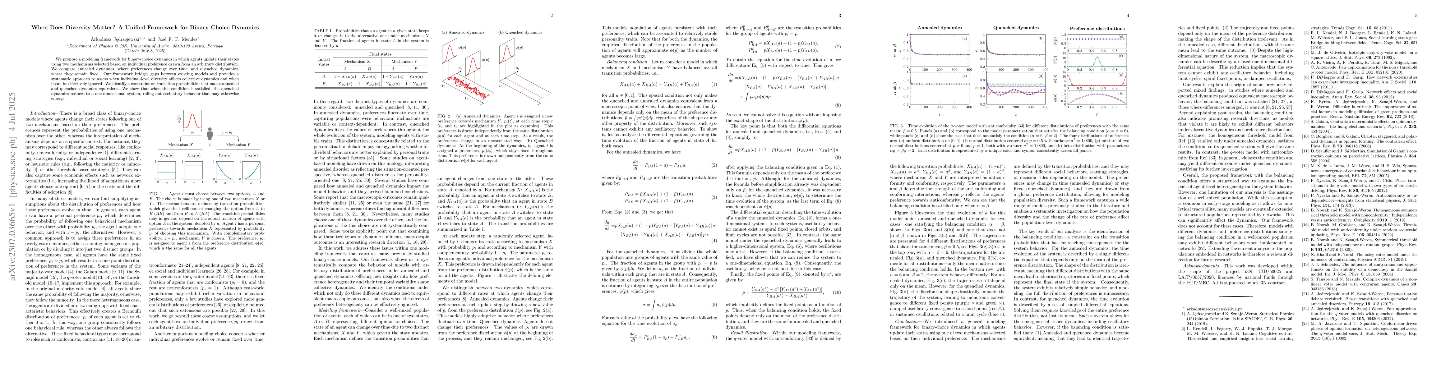 Thumbnail for When Does Diversity Matter? A Unified Framework for Binary-Choice
  Dynamics