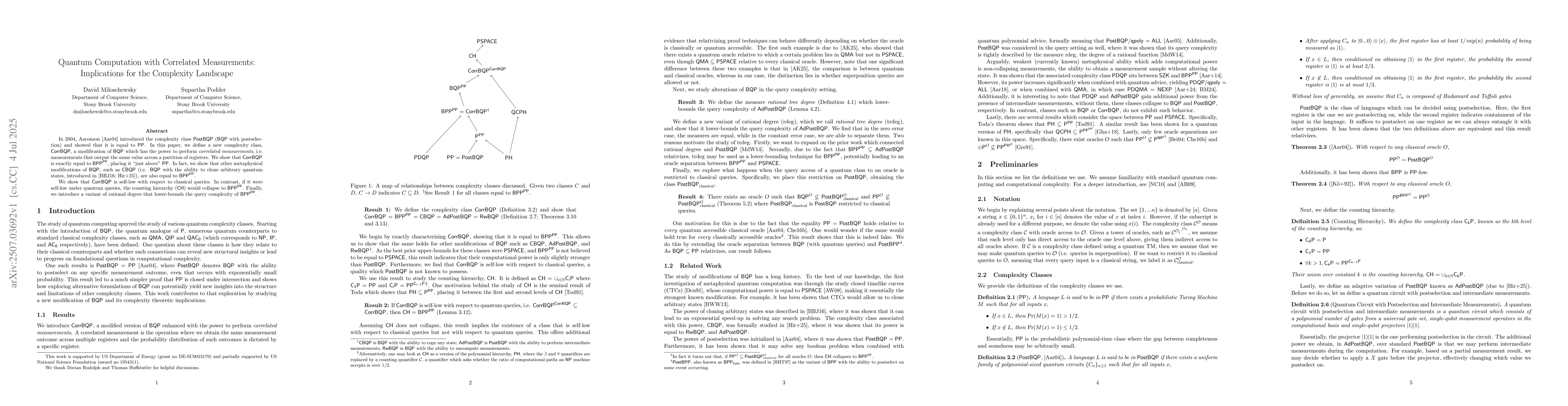 Thumbnail for Quantum Computation with Correlated Measurements: Implications for the
  Complexity Landscape