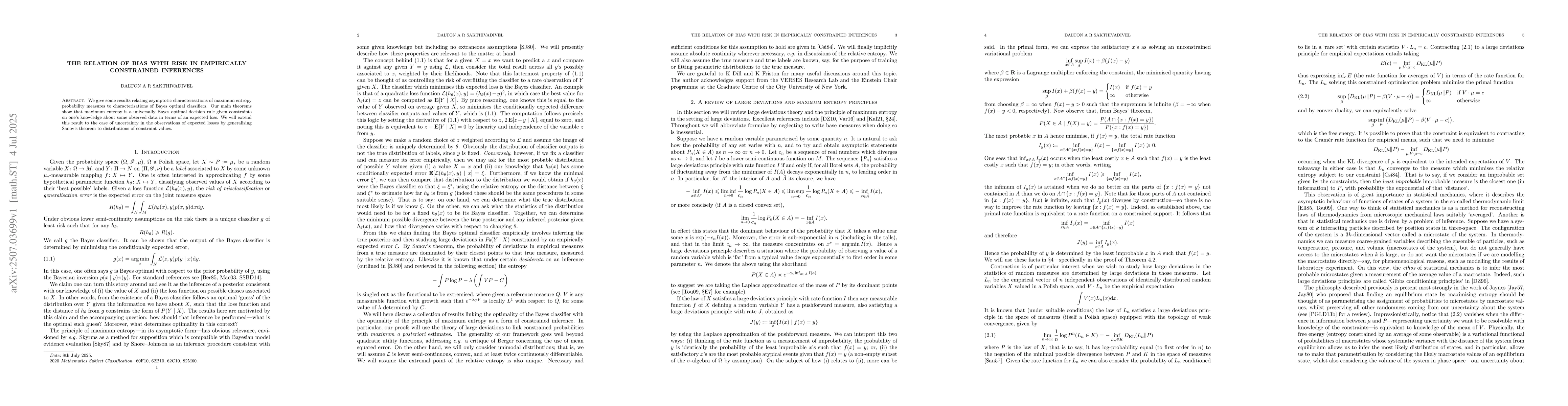 Thumbnail for The relation of bias with risk in empirically constrained inferences