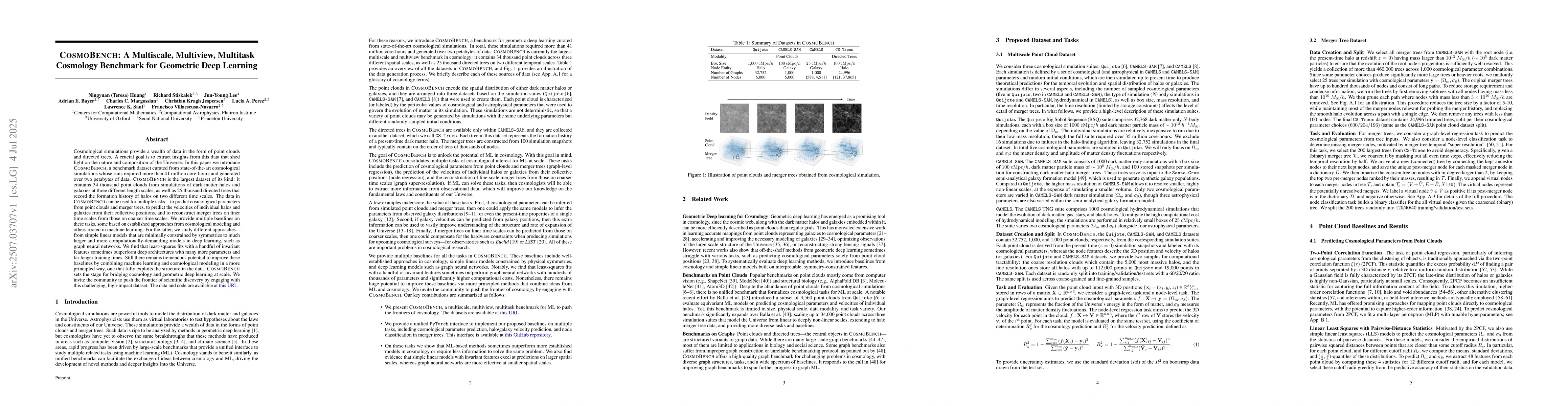 Thumbnail for CosmoBench: A Multiscale, Multiview, Multitask Cosmology Benchmark for
  Geometric Deep Learning