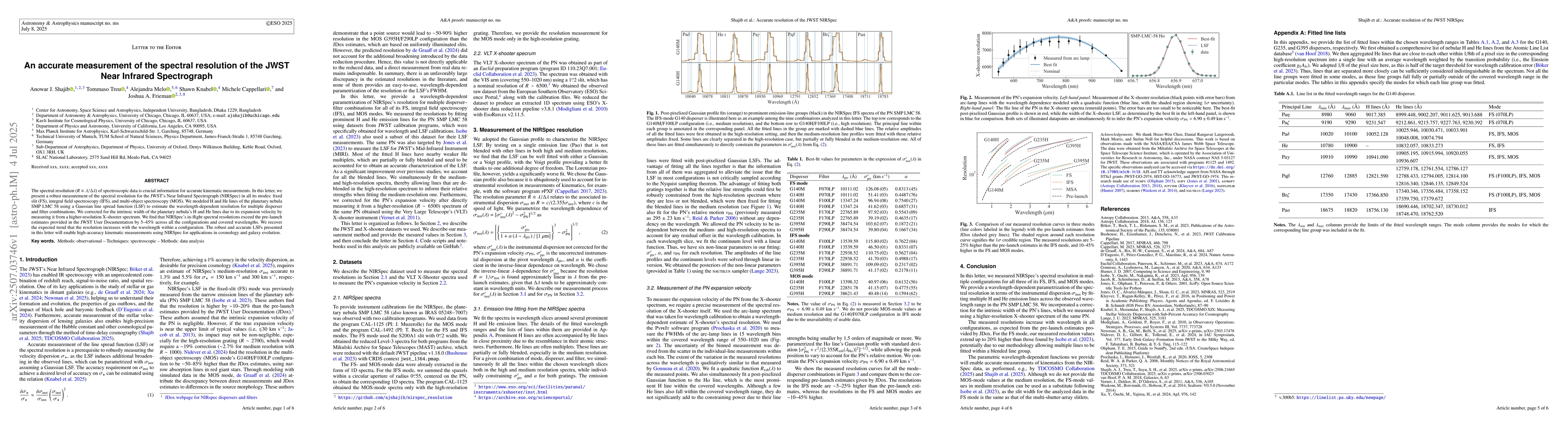 Thumbnail for An accurate measurement of the spectral resolution of the JWST Near
  Infrared Spectrograph