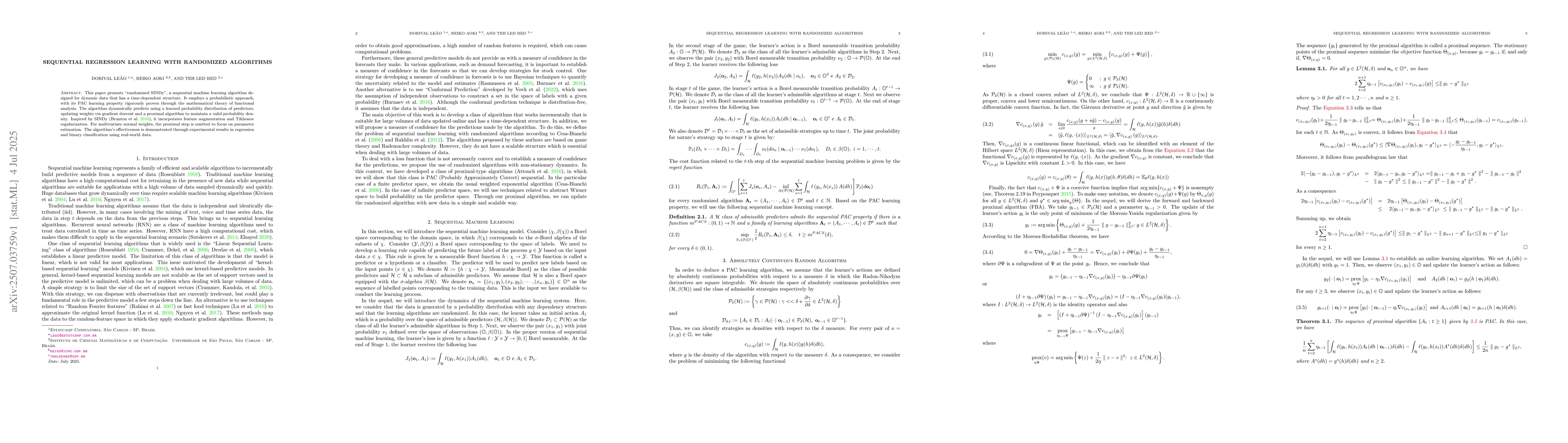 Thumbnail for Sequential Regression Learning with Randomized Algorithms