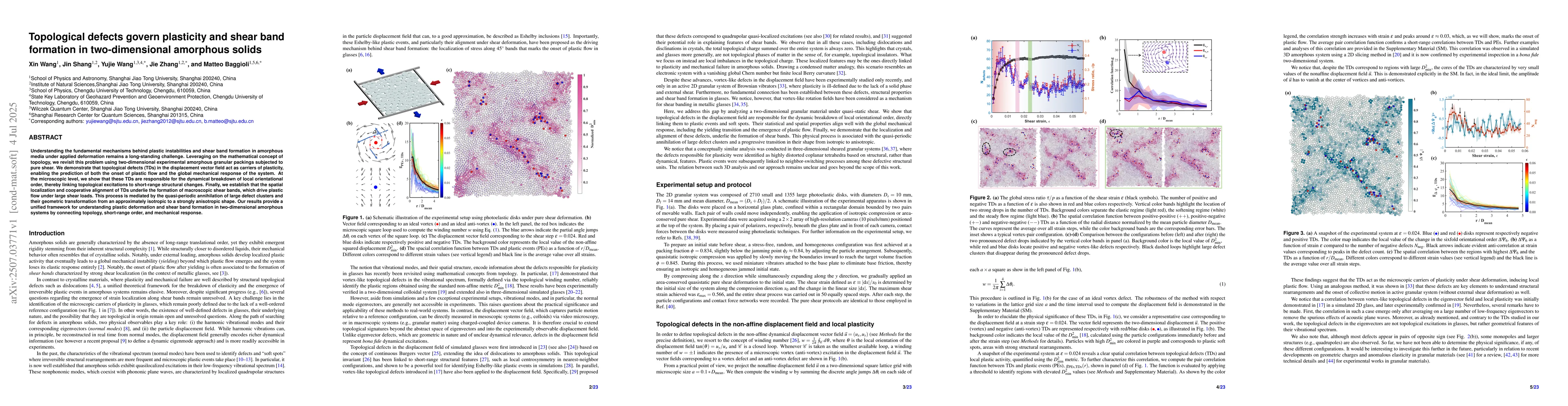 Thumbnail for Topological defects govern plasticity and shear band formation in
  two-dimensional amorphous solids